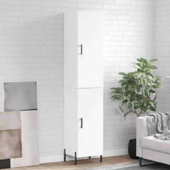 Aparador alto de madera contrachapada blanco 34,5x34x180 cm con 1 puerta, mueble de almacenaje para salón, buffet y armario auxiliar
