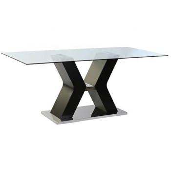 Mesa de Comedor DKD Home Decor Negro Madera Cristal Templado Madera MDF 180 x 90 x 76 cm