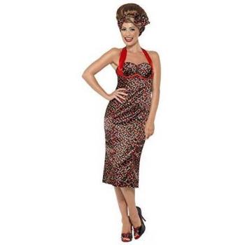 Smiffy's - Rockabilly traje de impresión de la cereza roja con vestido y pañuelo Wiggle