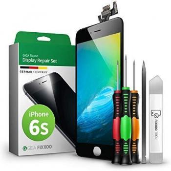 GIGA Fixxoo Kit Completo de Reemplazo de Pantalla iPhone 6s LCD Negro; con Touchscreen, Cristal Retina Display, cámara y Sensor de proximidad - Fácil instalación y reparación guiada DIY