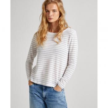 Camiseta de mujer manga larga con rayas metalizadas