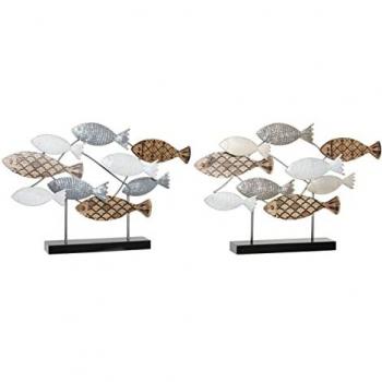 Figura Decorativa DKD Home Decor 65,4 x 9,5 x 43 cm Negro Azul Marrón Espirales (2 Unidades)
