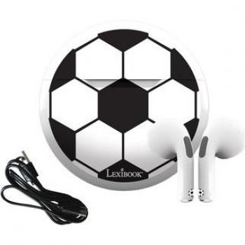 Auriculares Intrauditivos de Fútbol Estéreo Inalámbricos con Micrófono y Caja de Carga - Sonido Limitado a 85 dB, Negro/Blanco