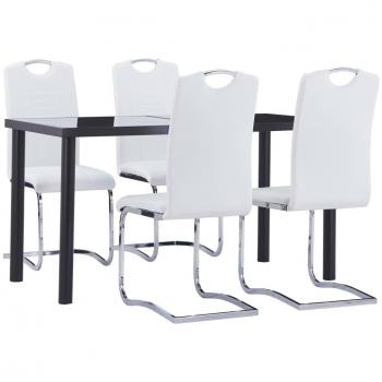 Juego de comedor 5 piezas en cuero sintético blanco - Día y Noche
