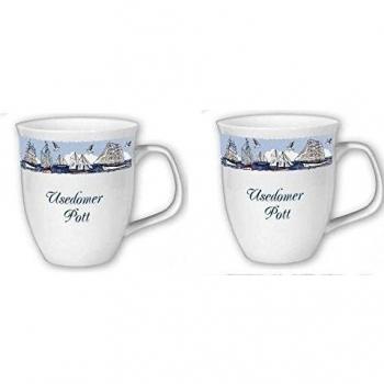 Juego de 2 de porcelana de grandes Taza, de tazas de café Pott, Usedom – Alemán del diseño