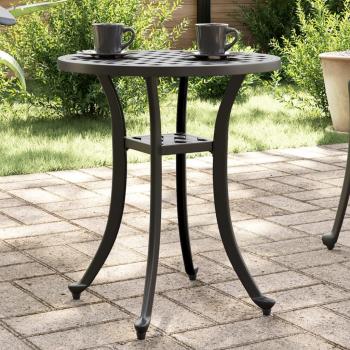 Mesa de jardín en aluminio fundido a presión negro Ø 48x53 cm