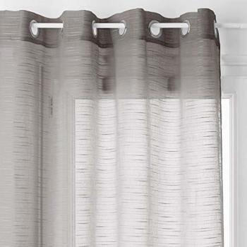 Cortina Voilage Gris Texturado 140 x 240 cm - Rayas Sintéticas Contemporáneas