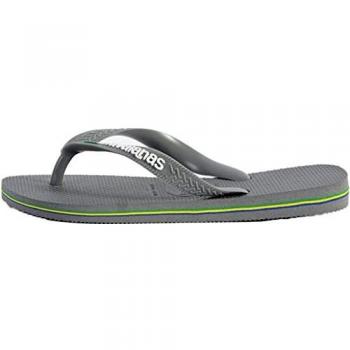Havaianas Brazil Logo Flip Flops - Steel Grey - UK 8 (EU 41/42)