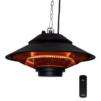 Calefactor de terraza colgante Albano 1500W con mando a distancia - Negro - Elemento de carbono