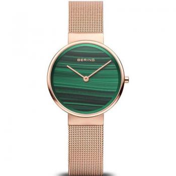 Bering Classic 14531-368 Women's Analog Watch with Rose Gold IP Coating and Stainless Steel Mesh Bracelet