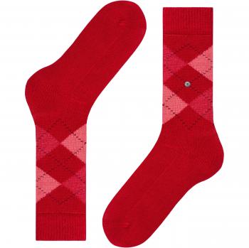 Burlington Women's Whitby Extra Soft Argyle Socks, Vermillion Red, Size 3.5-7