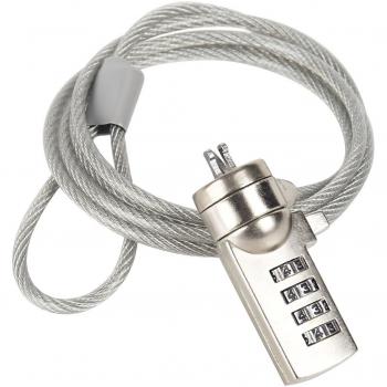I3C Candado de Seguridad para Portátil Ordenador con Clave Numérica de 4 Dígitos Conbinación Cable Anti-robo Cable con Barril Color Plata
