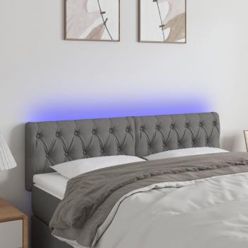 Cabecero LED de tela gris oscuro 144x7x78/88 cm