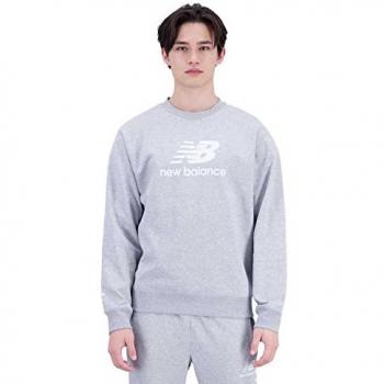 New Balance Essentials Stacked Logo French Terry Crewneck Sweatshirt for Men, Athletic Grey, Size XL