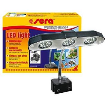 Sera 31138 - Luz LED (3 x 2 W, una lámpara LED (6 W/12 V) con reflector delgado para iluminación para acuario y terrario como por ejemplo el Nano Acuario Sera Cube 16 L, plateado)
