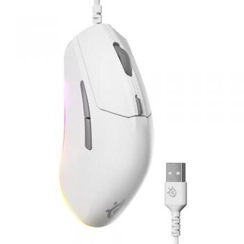 Ratón Gaming con Cable SteelSeries Rival 3 Gen 2 Blanco - 8500 DPI, Latencia de 1.35ms, RGB, Ligero, Anti-Tangle