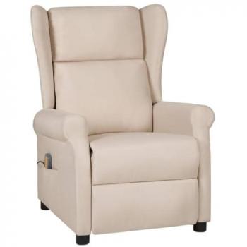 Sillón de masaje de tela color crema Vidaxl Crema