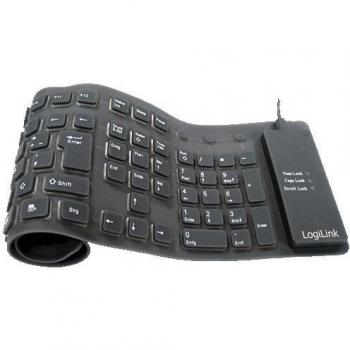 Teclado Flexible Impermeable USB y PS/2 QWERTY Negro LogiLink