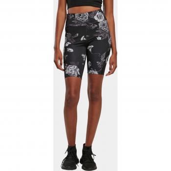 Urban Classics Women's High-Waist Tech Mesh AOP Cycling Shorts - Black & White
