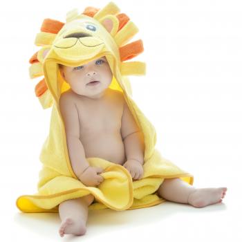 Little Tinkers World Toalla de bebé con capucha de león EXTRA SUAVE - Toalla de baño para bebé 100% algodón - Perfecta para bañar a tu bebé - Para recién nacidos y bebés