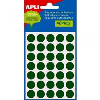 Apli 708633 - Estuche con etiquetas, 5 hojas, 13 x 13 mm, color verde
