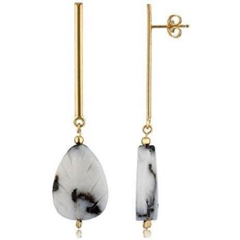 Córdoba Jewels |Pendientes en plata de ley 925 bañada en oro con cuarzo con diseño Gota Cuarzo Oro