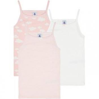 Camiseta tirantes Petit Bateau A0A3N X3 para niña, pack de 3 camisetas de tirantes en color rosa y rosa pálido