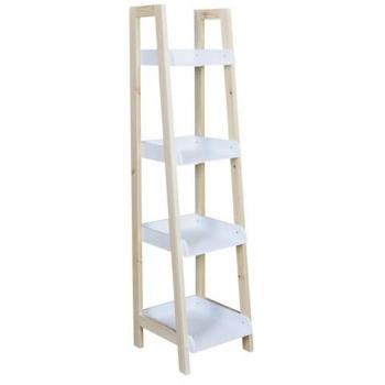 Estantería Infantil de Madera con 4 Estantes, Blanco, 30 x 30 cm x H 117,5 cm