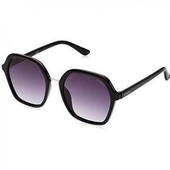 Guess GU7557-S 01B Oversized Oval Women's Sunglasses - Shiny Black, Plastic, Prescription or Non-Prescription