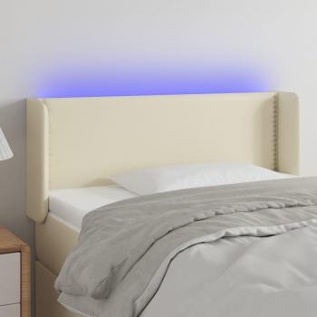 Cabecero Led Cuero Sintético Crema 93x16x78/88 cm