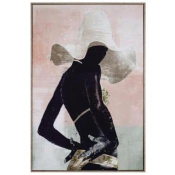 Cuadro Lienzo Enmarcado Negro 83 x 123 cm Mujer - Originalidad para Tu Hogar