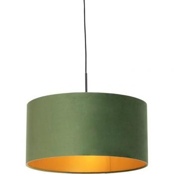 Lámpara colgante de terciopelo verde y oro 50cm, textil/acero, rústica, adecuada para LED, max. 1 x 60 Watt - COMBI