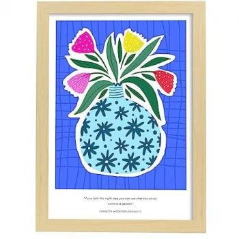 Lámina Póster Estética El Mundo Entero es un Jardín - Cuadro Decorativo A3 con Marco de Madera Ligera para Hogar