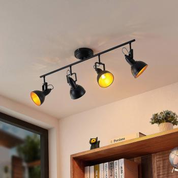 Lindby Morgana foco empotrado industrial negro-oro, 4 luces E14, metal para salón y comedor