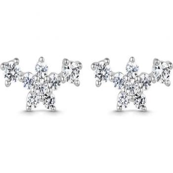 Pendientes de plata con circonitas blancas en forma de flor