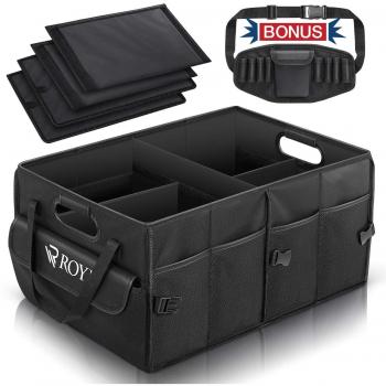 Organizador de maletero FUNPET, Caja organizadora maletero coche, Almacenamiento maletero, Caja de Almacenamiento Furgoneta para Coche para Coche, SUV, camión - Negro, 24.4*16*11.8inch
