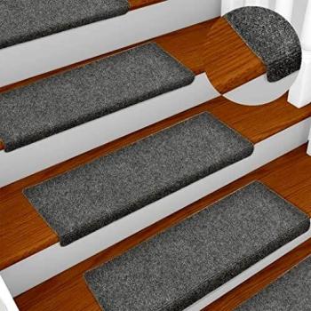 Revera Alfombrillas para escaleras perforadas 5 unidades 65 x 25 cm gris claro