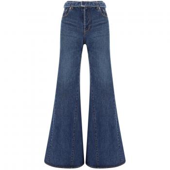 Sacai Women's Belted Flared Jeans in Blue | Size 1 | 24 Color 07290401