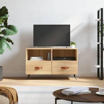 Mueble para TV madera contrachapada 80x36x50 cm, color marrón, diseño de roble ahumado, apto para salón, mesa de TV