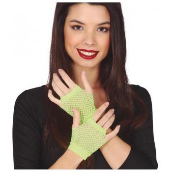Guantes Mitones de Malla Verde Neón de 11 cm