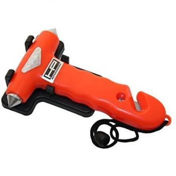Martillo de Emergencia HP Autozubehör con Soporte, Corta Cinturones y Rompe Cristales (23.5 x 14 x 3.5 cm)