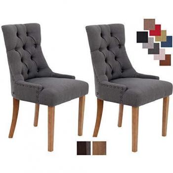 Set de 2 Sillas de Comedor Aberdeen en Tela Antiguo Claro y Gris Oscuro con Estructura de Madera y Alta Confortabilidad