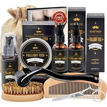Beard Kit for Men Grooming & Care W/Beard Shampoo Oil Balm Comb Brush Scissor