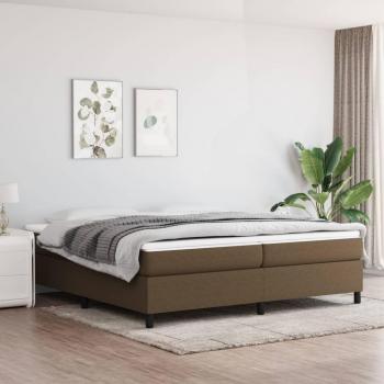 Cama box spring suave con colchón marrón oscuro 200x200 cm tela