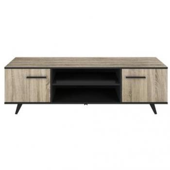 Mueble de TV Calicosy con 2 puertas y 2 nichos de 151,4 cm - Decoración en roble y negro