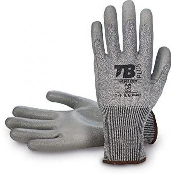 TB Guante de Protección 401G2 DYN | Guante de Trabajo Recubierto de Poliuretano Gris en Palma, Soporte HPPE Gris y Fibra de Vidrio y Puño Elástico. Elástico, Transpirable y Resistente - Talla 6
