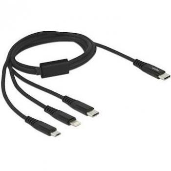 Cable de carga 3 en 1 USB Tipo-C a Lightning / Micro USB / USB Tipo-C 1m