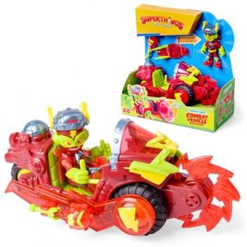 Superthings Kazoom Power - Vehículo de Combate Kid Fury, incluye 1 Combat Vehicle, 1 Kid Fury Exclusivo, 1 Arma y 1 Accesorio