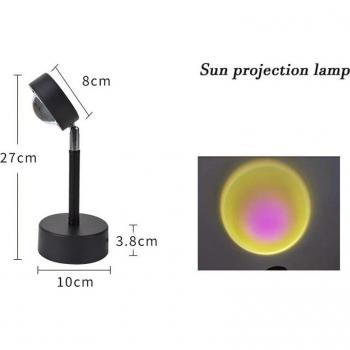 Proyector LED de Noche con Proyección de Sol y Arcoíris Rojo para Decoración de Pared - Lámpara de Escritorio para Dormitorio, Bar y Café