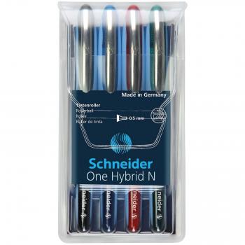 Schneider One Hybrid N 0.5mm Rollerball Pen Set - Assorted Colors (4 Pieces)